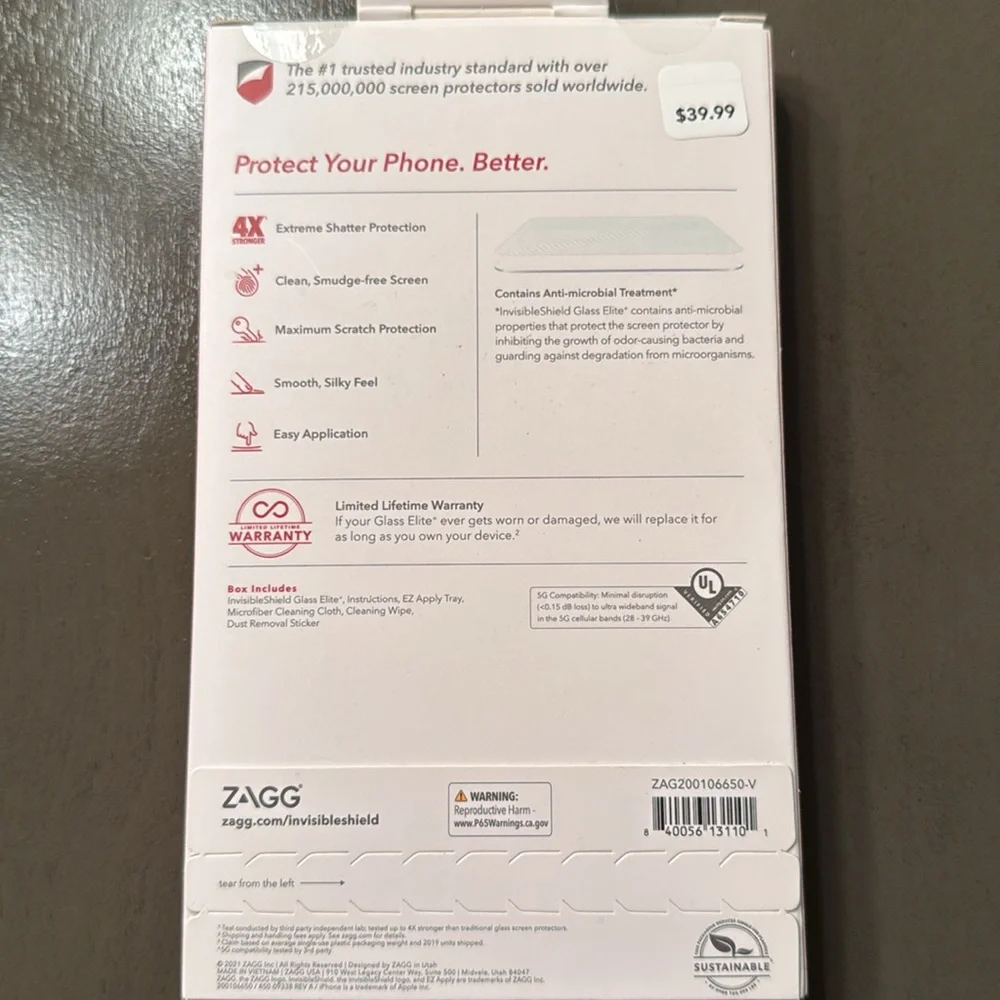 Factory sealed and brand new Zagg glass elite shield for iPhone 12/12pro/11/Xr